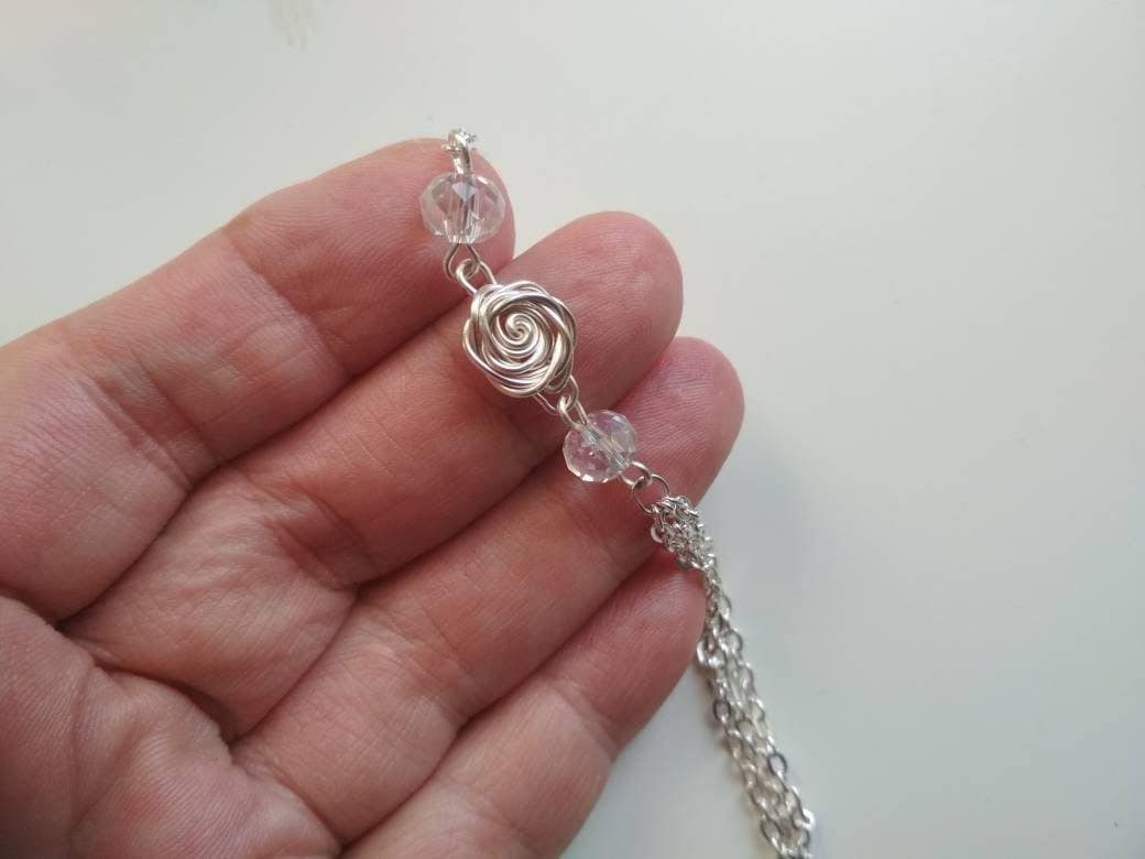 Back Drop Necklace to Nipples, Deluxe Nipple Jewelry Non Piercing with Rose