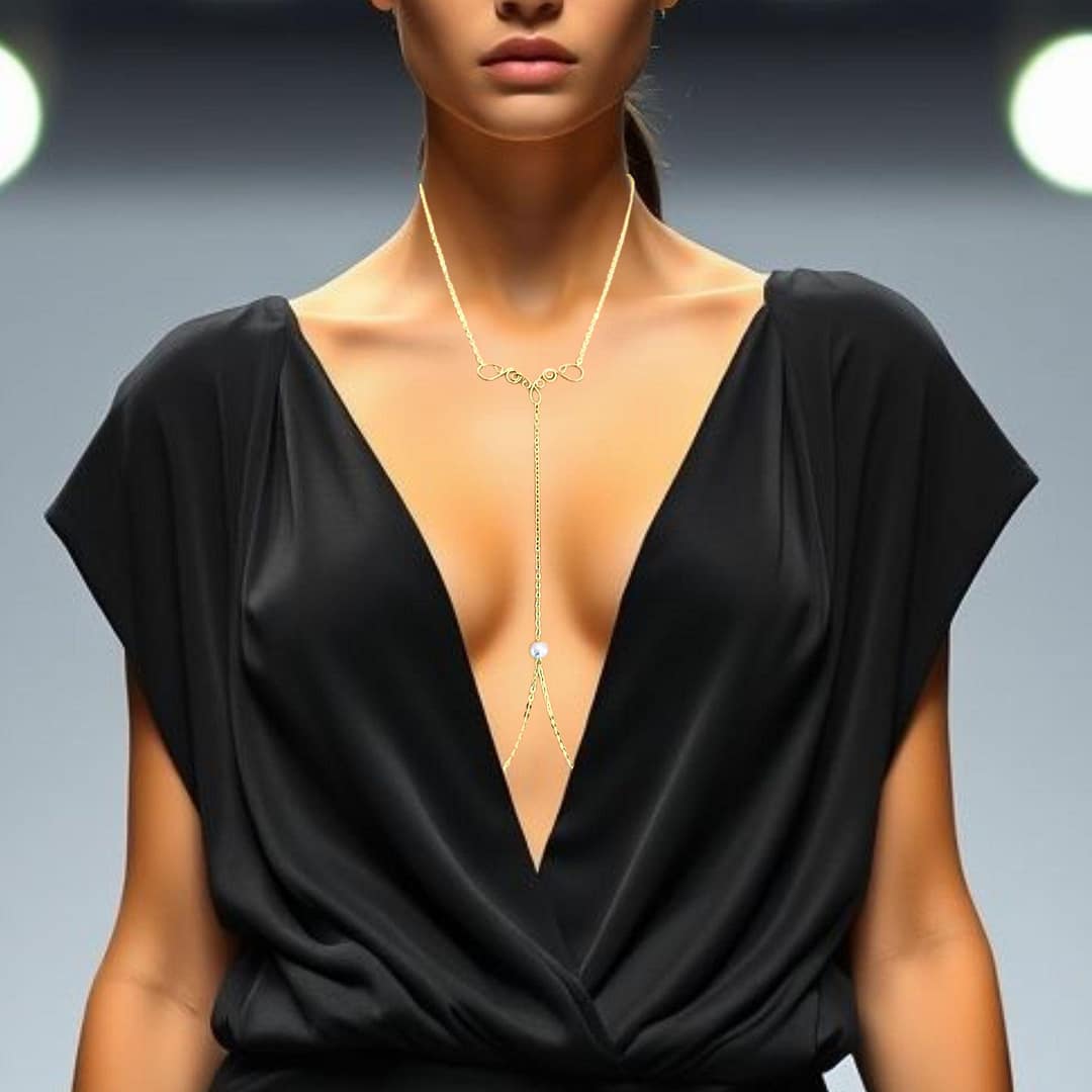 Nipple Chains Pearl Necklace to Nipple rings, Nipple Jewelry Non Piercing