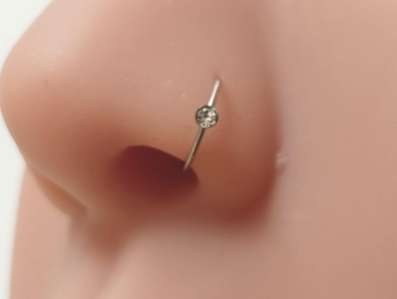 Surgical Steel Nose Ring with 2mm Cubic Zirconia – 8mm Hoop, 22G Nose Jewelry