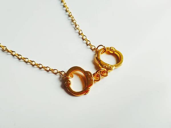 BDSM Handcuffs Necklace, Submissive day collar