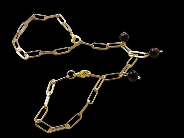Penis Jewelry Chain Gold Stainless Steel double chain Non Piercing Penis Noose agate stones