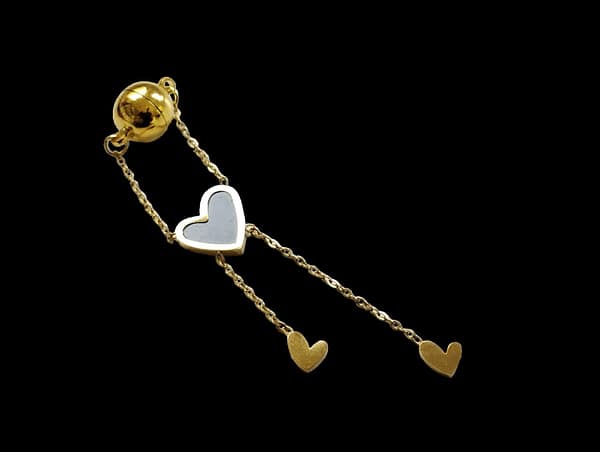 Magnetic Clitorial Clamp Dangle Heart, Gold Stainless Steel VCH Jewelry, Non Piercing intimate Vaginal Clit Clip