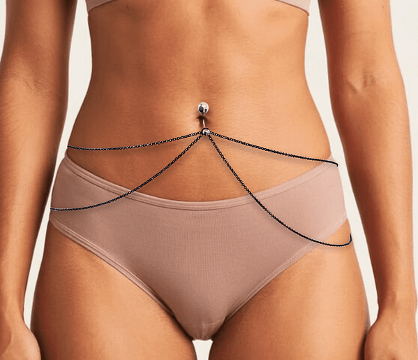 Belly button chain, Sexy waist Chain, See thought lingerie, Adjustable Layered Body chain