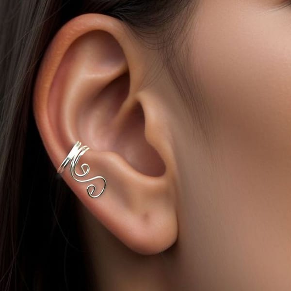 Earcuff Wrap Ear. Silver Ear climber earring cuff wrap