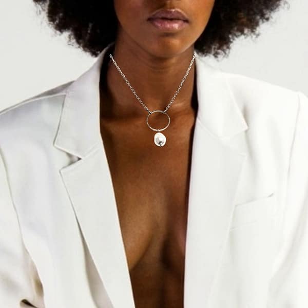 O Ring Stainless Steel Submissive Necklace with Pearl