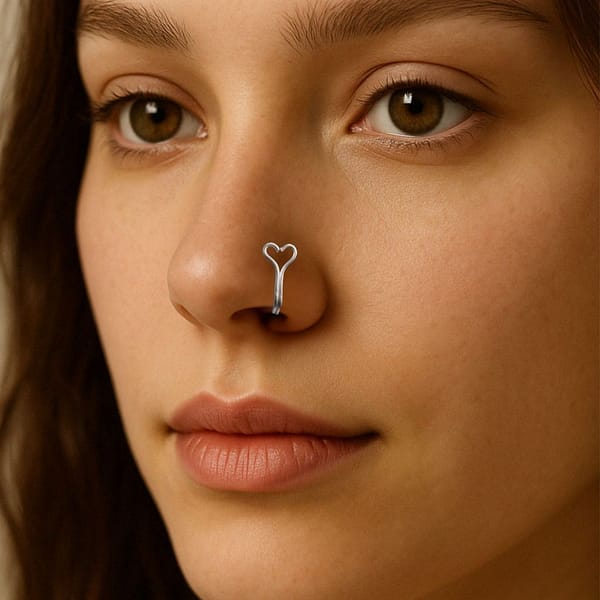 Heart Nose Ring Jewelry, Tiny Nostril Hoop fake ring NON PIERCING Nose Jewelry