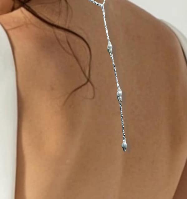 Pearl Backdrop Nipple Necklace • Non Piercing Nipple Chain Jewelry • Sexy Body Jewelry • Bridal Back Drop Intimate Jewelry