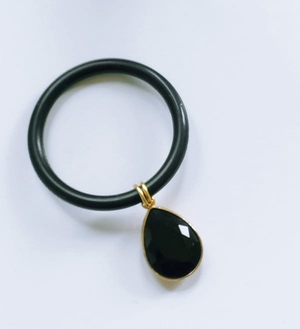 Silicon Penis Jewelry with Black Crystal Teardrop