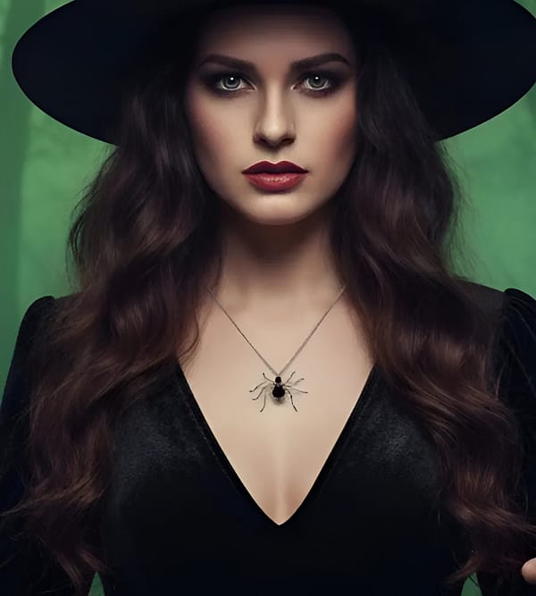 Handmade Stainless Steel Black Spider Necklace Magical piece of Halloween jewelry