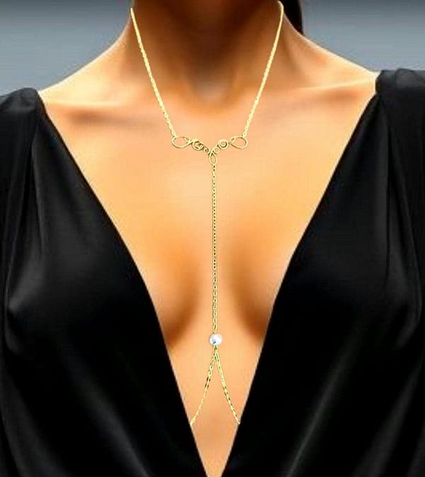 Nipple Chains Pearl Necklace to Nipple rings, Nipple Jewelry Non Piercing