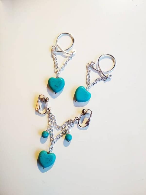 REPIOR TETHER | Labial Symmetry Chains | Turquoise Heart, Aluminum