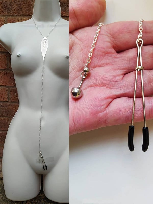 Necklace to Clit Clamp, Sexy Necklace chain with Clitoral Clamp