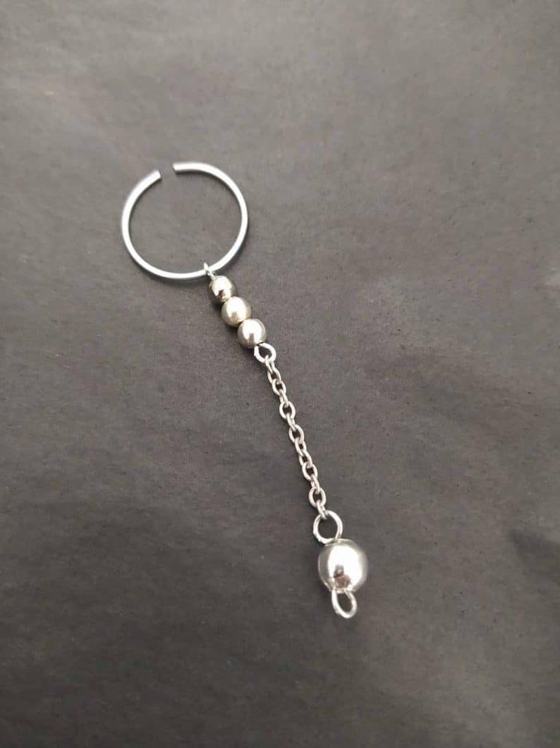 PA Piercing Dangle jewelry, Non Piercing Cock Ring, Gold Frenum ring, Prince Albert non pierced jewelry for men