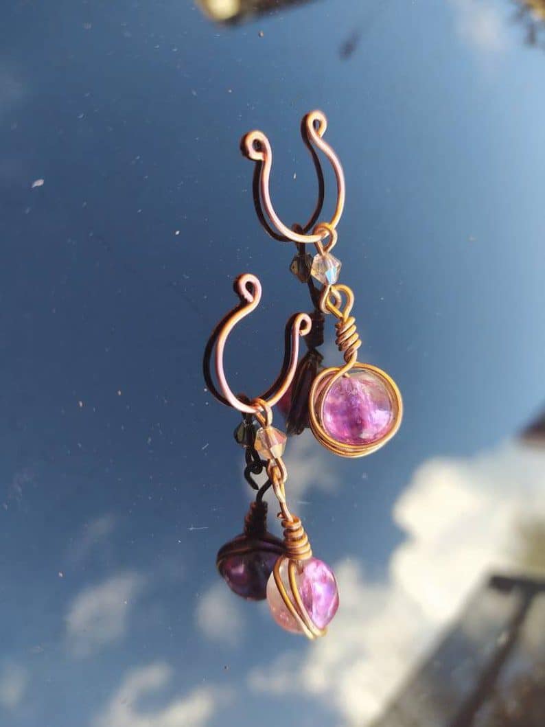 Lavender Purple Non Piercing Nipple Rings