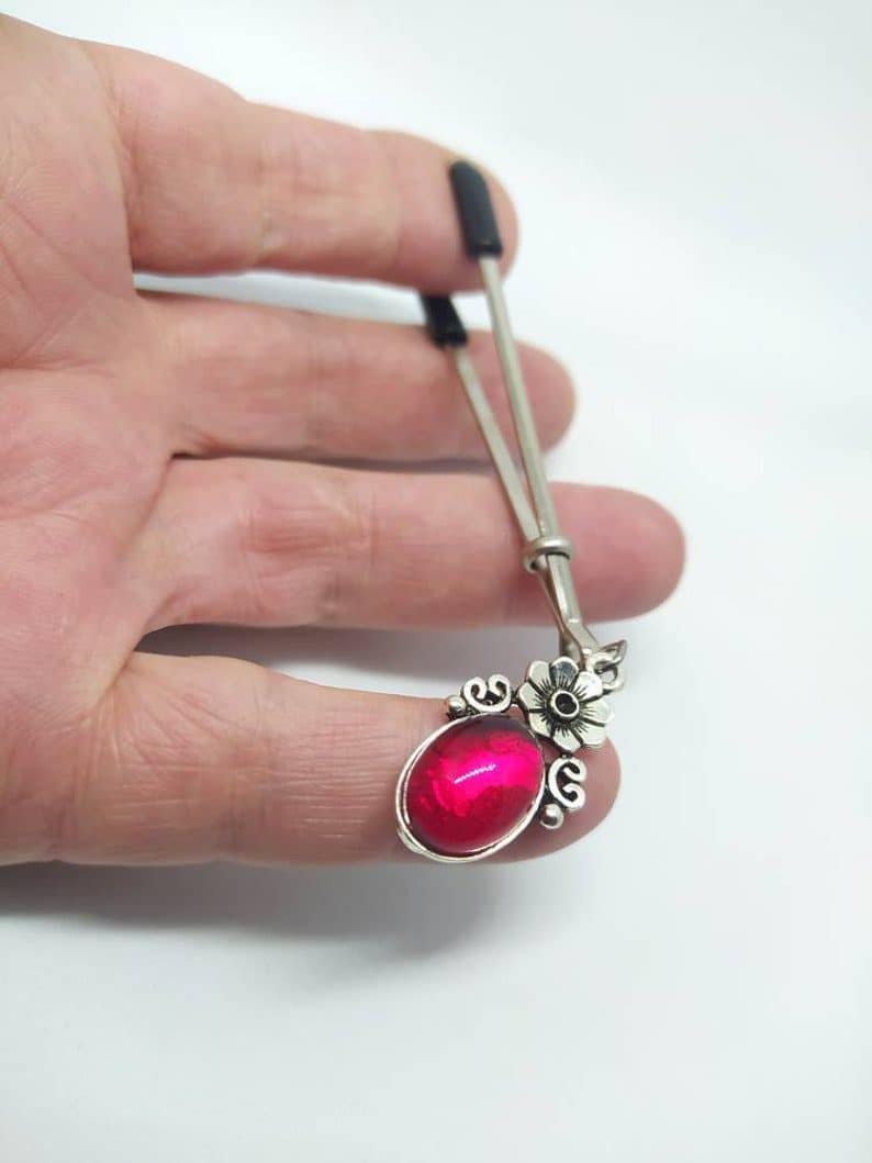 Gothic Tweezer Clit Clamp, Non Piercing Victorian Dangle