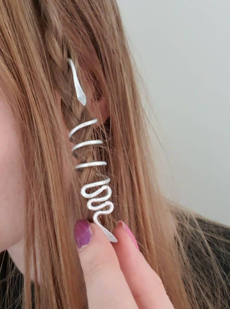 Hair Snake Bead Dreadlock Hair Accessory, Spiral Jewelry Viking Native