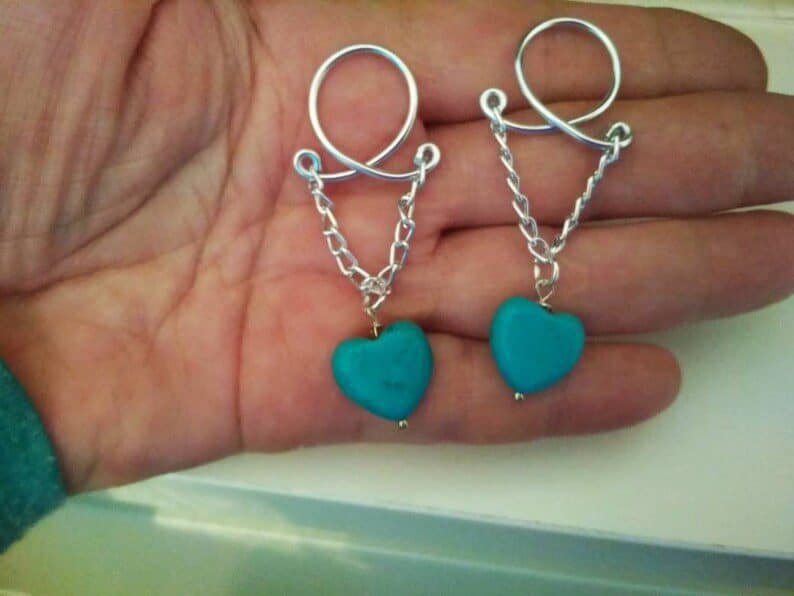 REPIOR TETHER | Labial Symmetry Chains | Turquoise Heart, Aluminum - Image 3