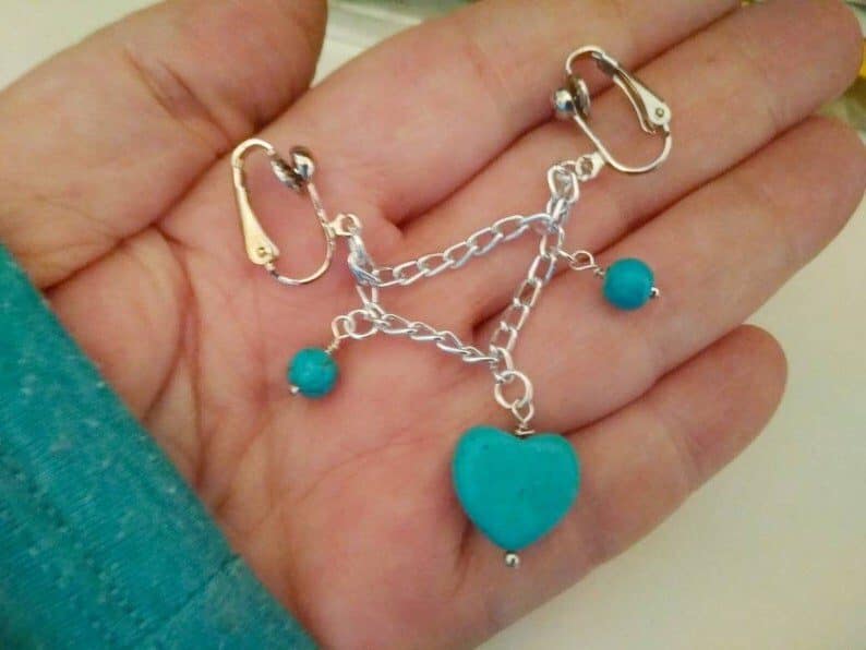 REPIOR TETHER | Labial Symmetry Chains | Turquoise Heart, Aluminum - Image 2