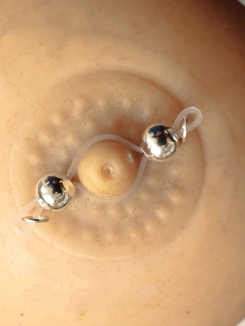 Non piercing nipple noose barbell 6mm beads
