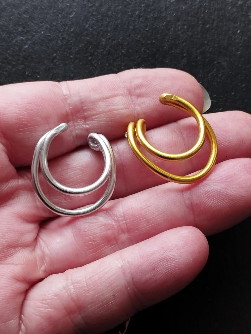 Lobe Cuff Earrings Edgy Orbital Ring Cuff Clip On Jewellery, Gold or Silver Color