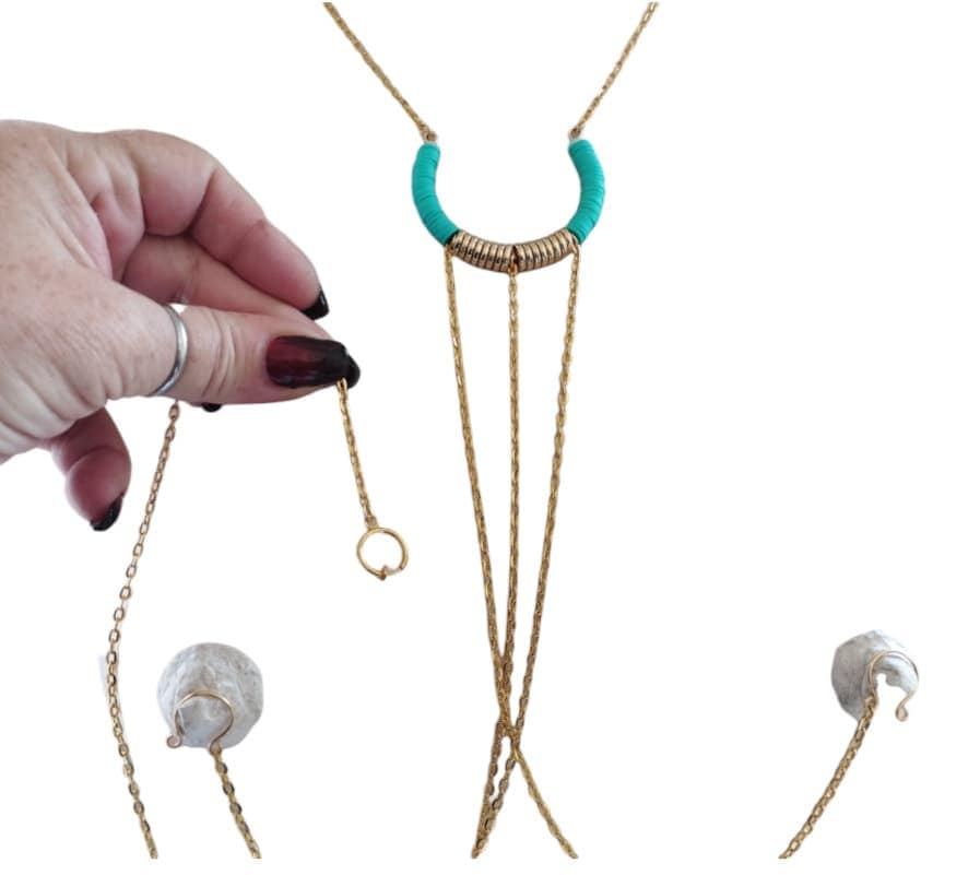 Clitoral Jewelry Necklace Exotic Elegance gift Savanna Sunset gold and blue