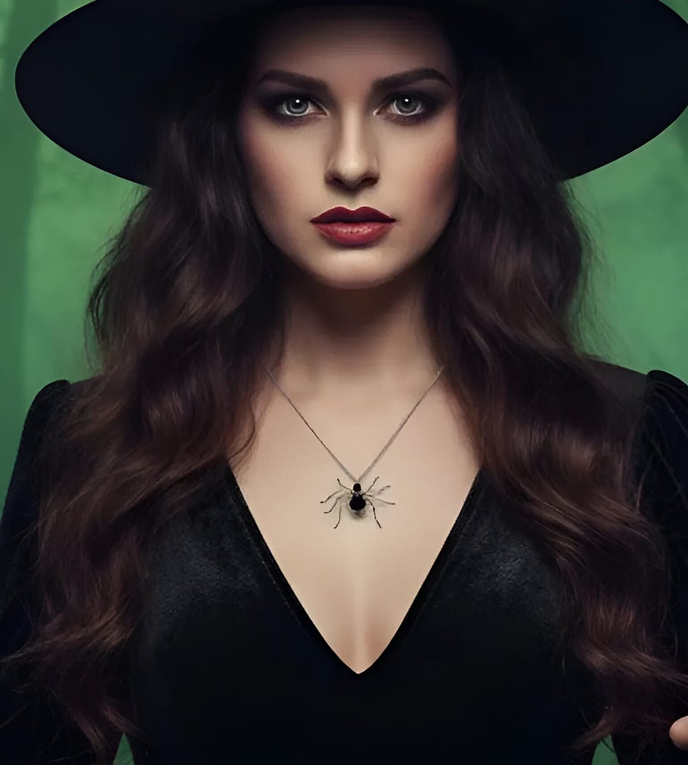 Handmade Stainless Steel Black Spider Necklace Magical piece of Halloween jewelry